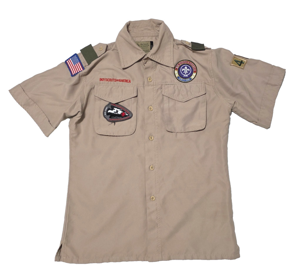 Official BSA Boy Scouts Of America Youth Large Vented Uniform Shirt Patches